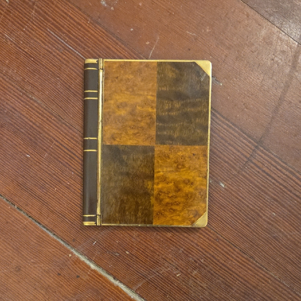 Vintage Metal Brown & Tan Notebook Book | Antique Patchwork Cover Small Journal
